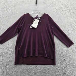 NEW Tahari Womens Long Sleeve Tunic Sweater 1X Purple Matching Socks‎ High Lo